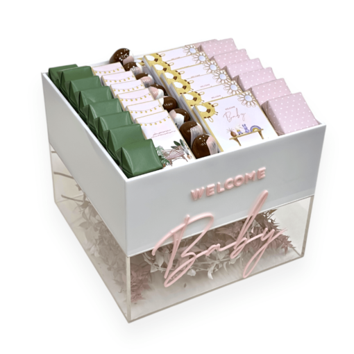 Welcome Baby Girl Gift Box, gift box, krokina chocolate, krokina, lebanon, chocolate