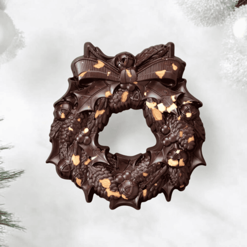 Dark Chocolate Christmas Wreath, Christmas Chocolate gift, krokina chocolate, lebanon, beirut