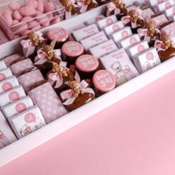 Baby Hospital Tray Edit 2 • <span style="font-family: times-new-roman;">A beautifully arranged 2kg chocolate tray, specially designed to celebrate the arrival of a baby girl.</span> <span style="font-family: times-new-roman;">Perfect for gifting at the hospital, premium handcrafted chocolates from Krokinachocolate</span>