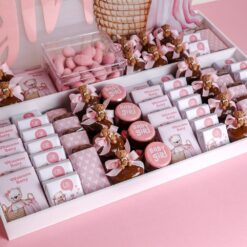 Baby Hospital Tray Edit 3 • <span style="font-family: times-new-roman;">A beautifully arranged 2kg chocolate tray, specially designed to celebrate the arrival of a baby girl.</span> <span style="font-family: times-new-roman;">Perfect for gifting at the hospital, premium handcrafted chocolates from Krokinachocolate</span>